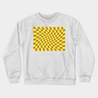 Twisted Checkered Square Pattern - Yellow & Brown Crewneck Sweatshirt